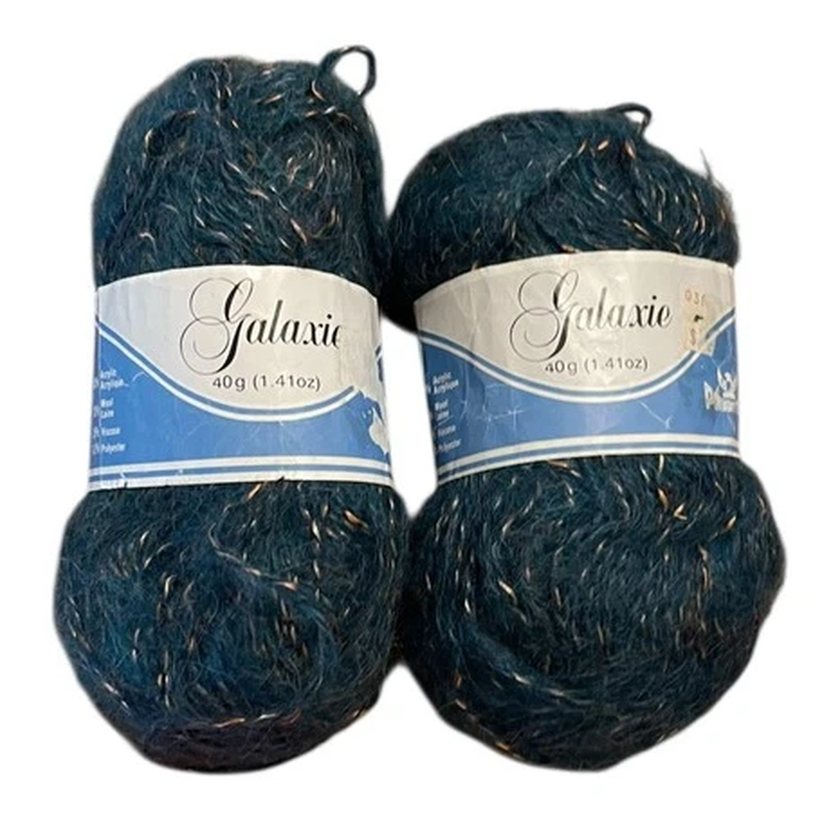 vintage-galaxie-yarn-lot-of-2-skeins-dark-green-tweed-40g-phentex