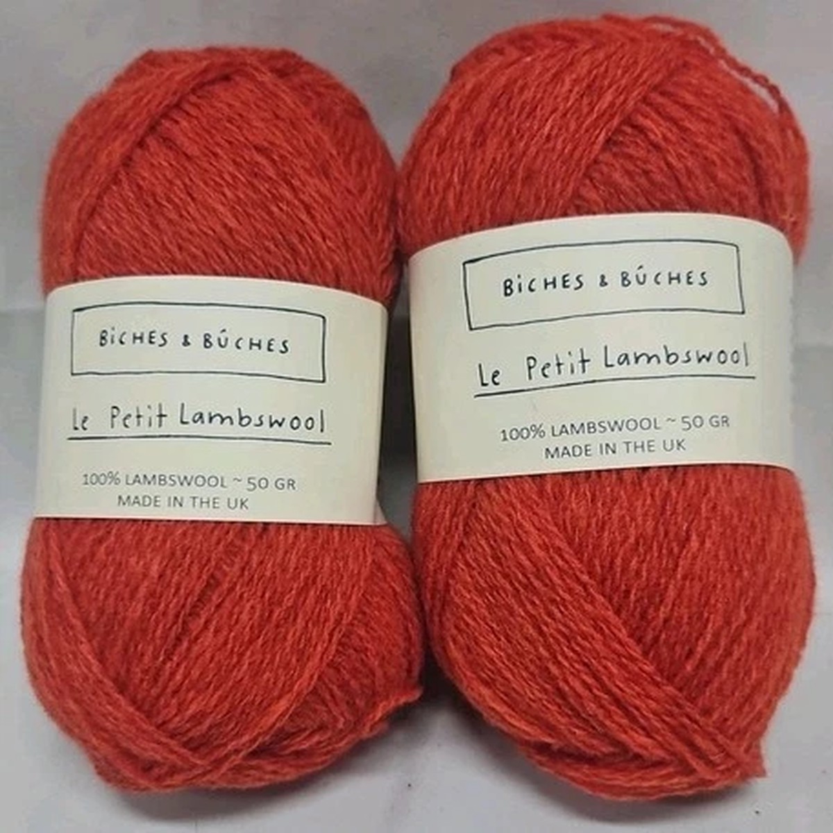 biches-bches-le-petit-lambswool-orange-red-yarn-lot-of-2-skeins-same-dye-lot