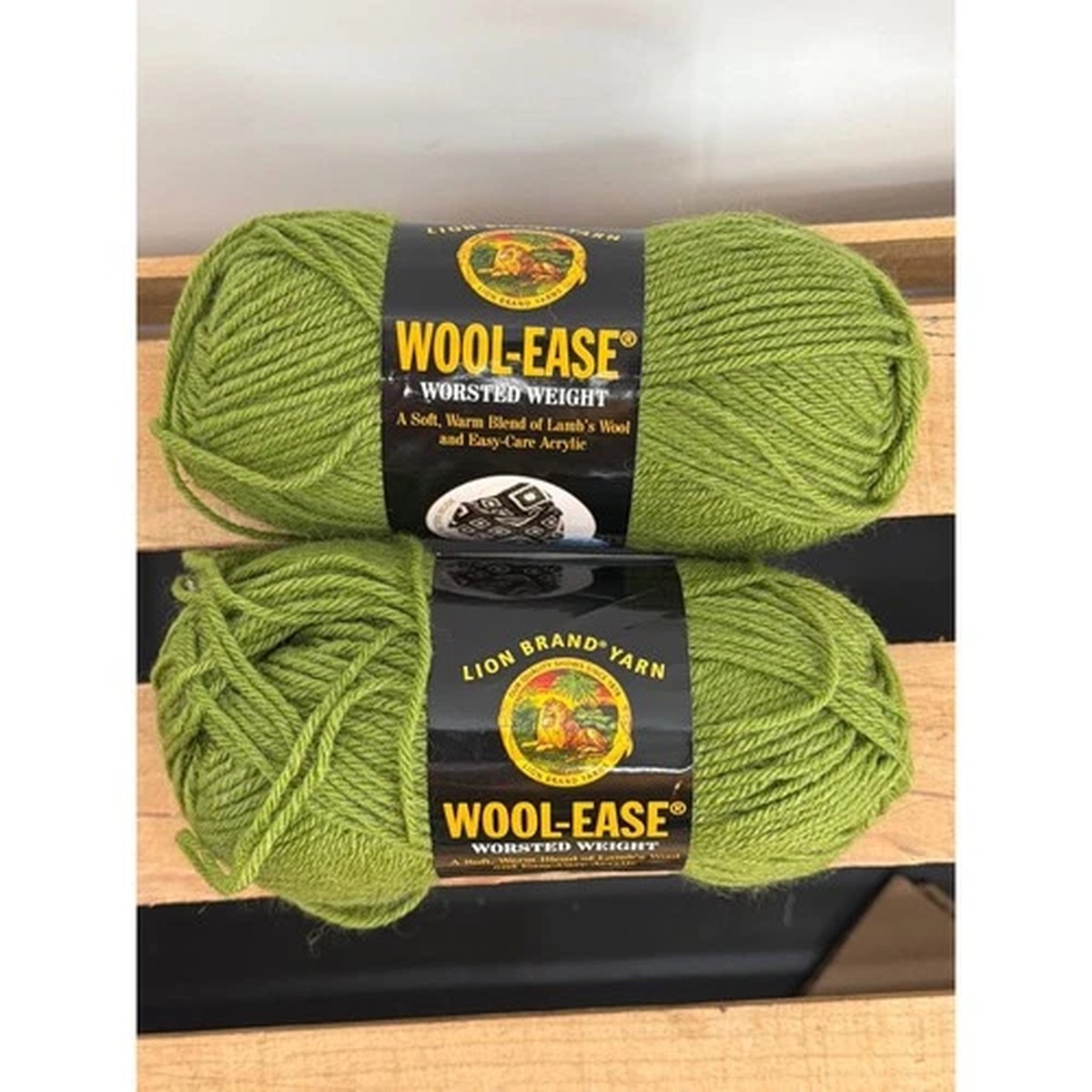 lion-brand-wool-ease-worsted-weight-yarn-avocado-174-green-2-skeins-lot-42475