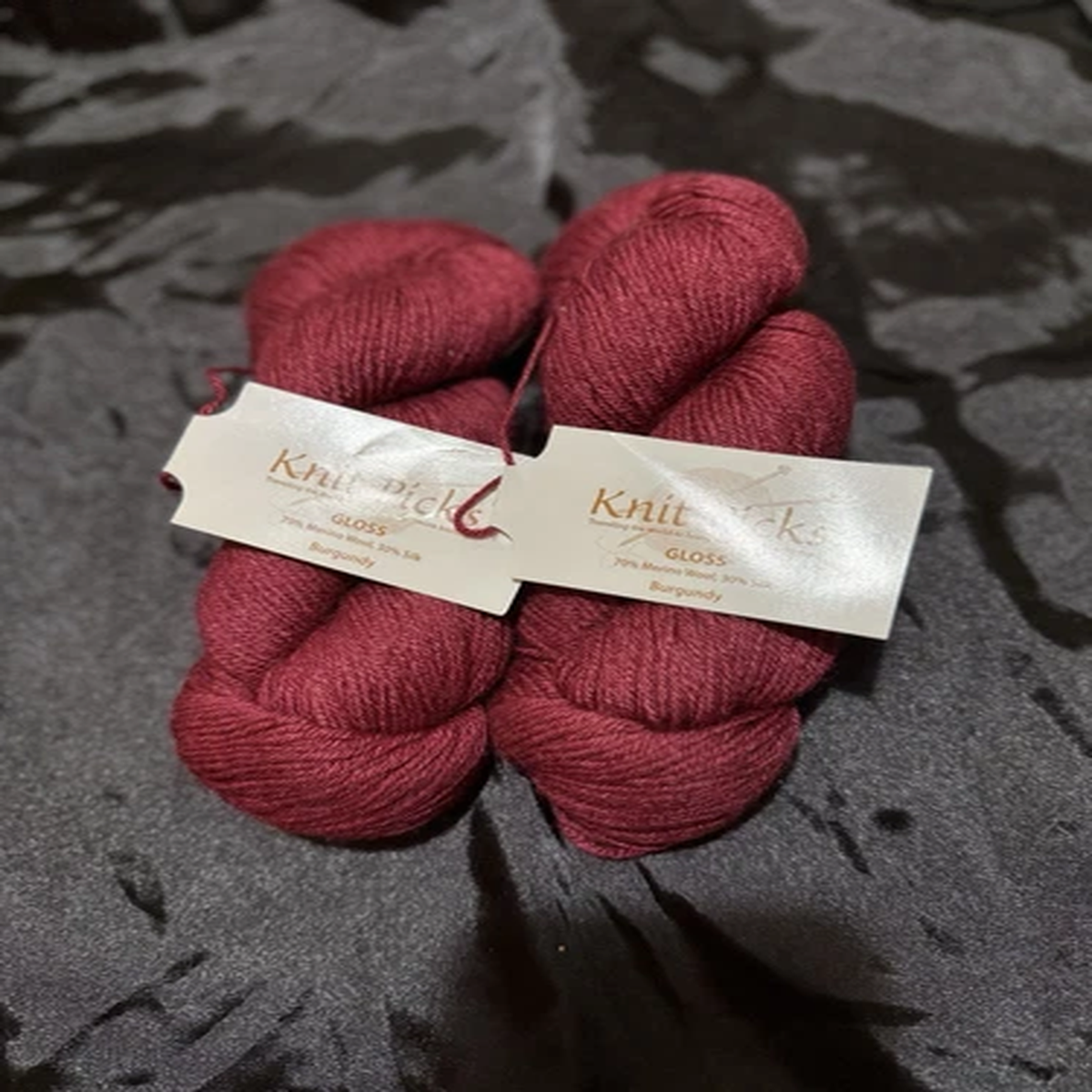 lot-of-2-knit-picks-merino-wool-silk-gloss-yarn-burgundy-discontinued