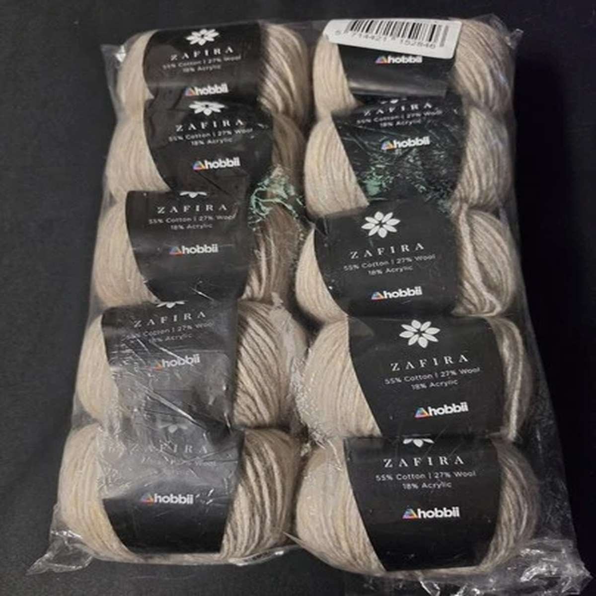 hobbii-afira-yarn-lot-of-10-skeins-beige-neutral-cotton-wool-acylic-blend-new