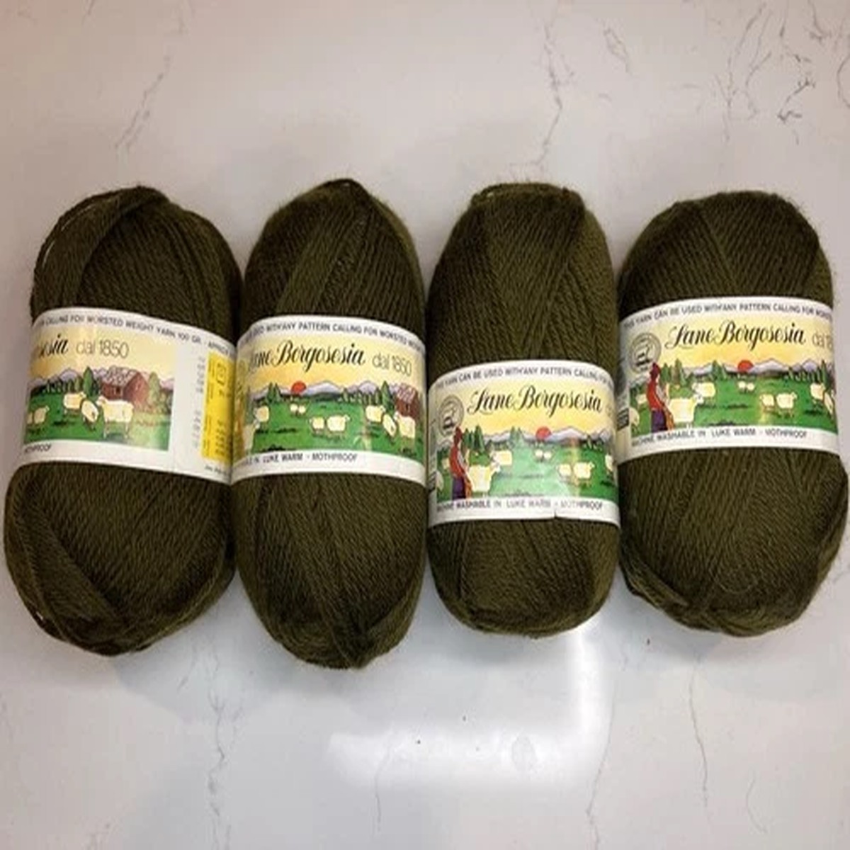4-skeins-lane-borgesia-100-virgin-wool-yarn-approx-215-yards-a-skein-green