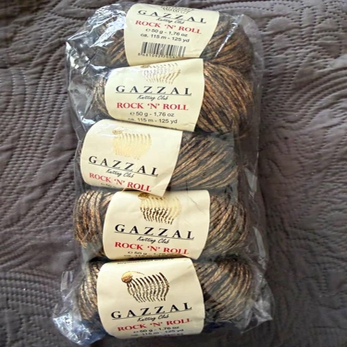gazzal-rock-n-roll-merino-wool-yarn-brown-lot-of-5-balls-50g-ea-13186