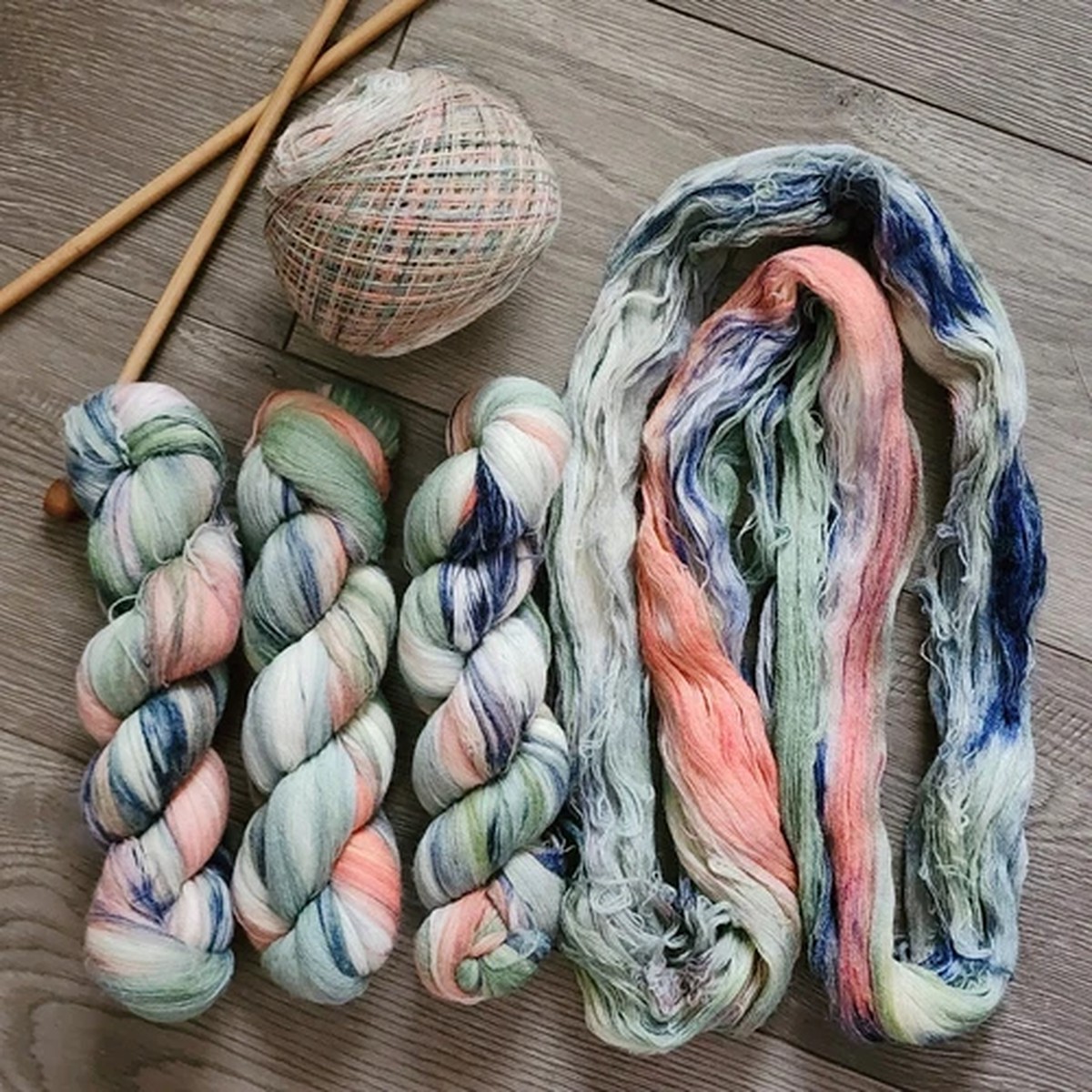 hand-dyed-wool-yarn-embroidery-lace-variegated-sage-peach-green-blue-100g-1