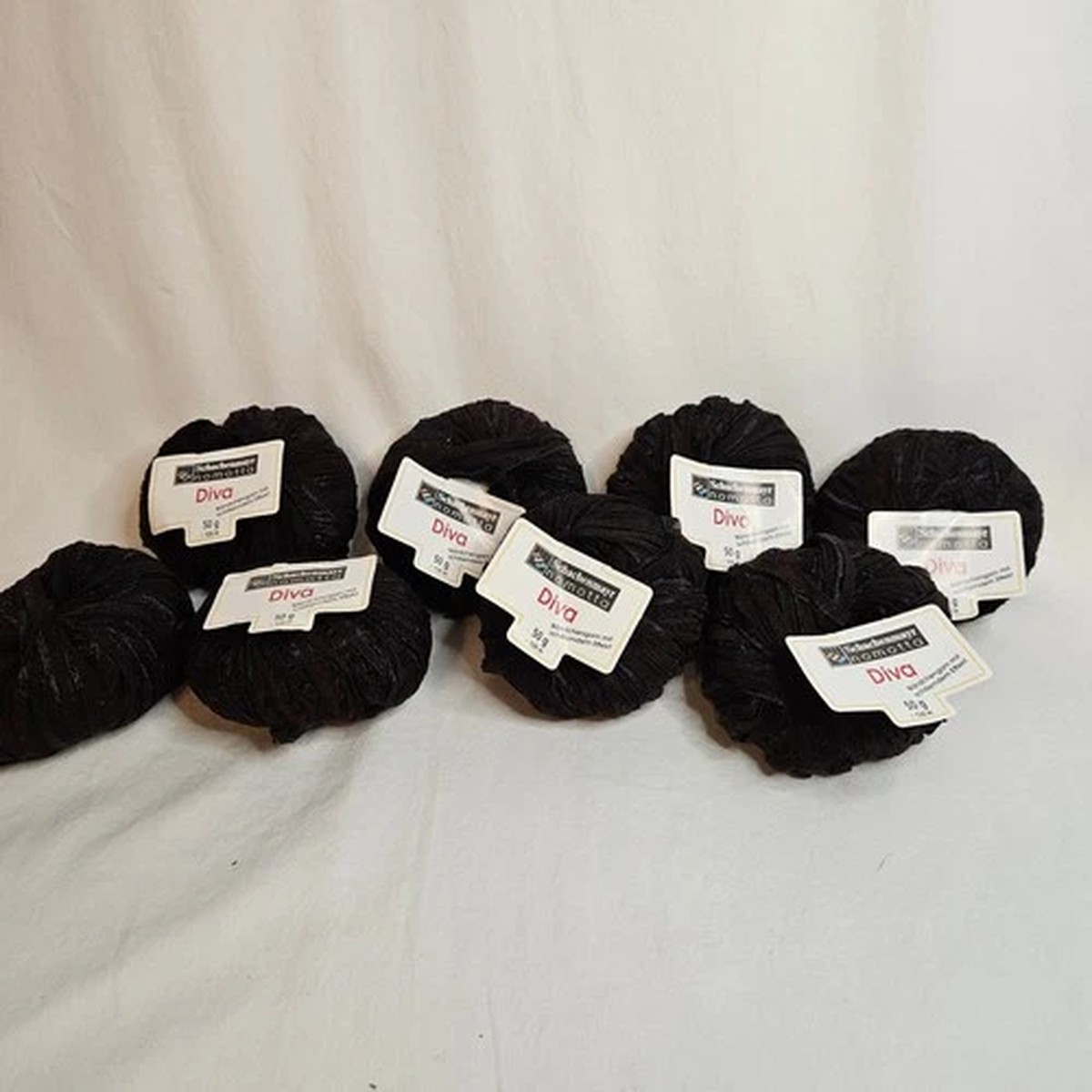 schachenmayr-nomotta-diva-ribbon-yarn-black-brown-lot-of-8-balls