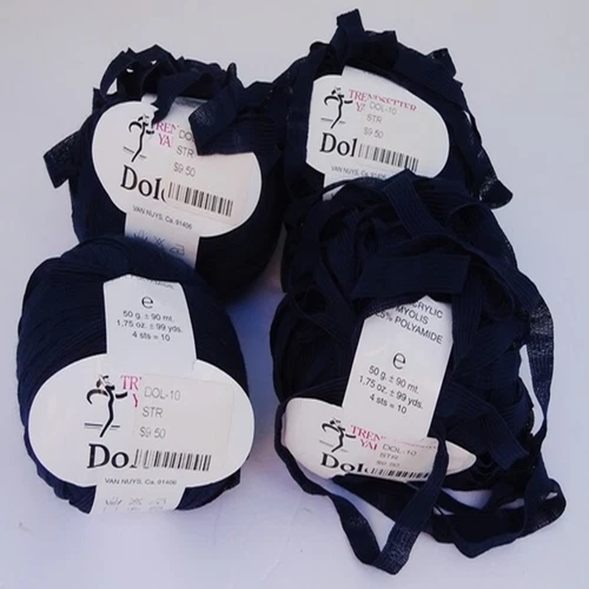 lot-of-four-trendsetters-dolcino-50-grams-ribbon-yarn-navy-blue-10-new