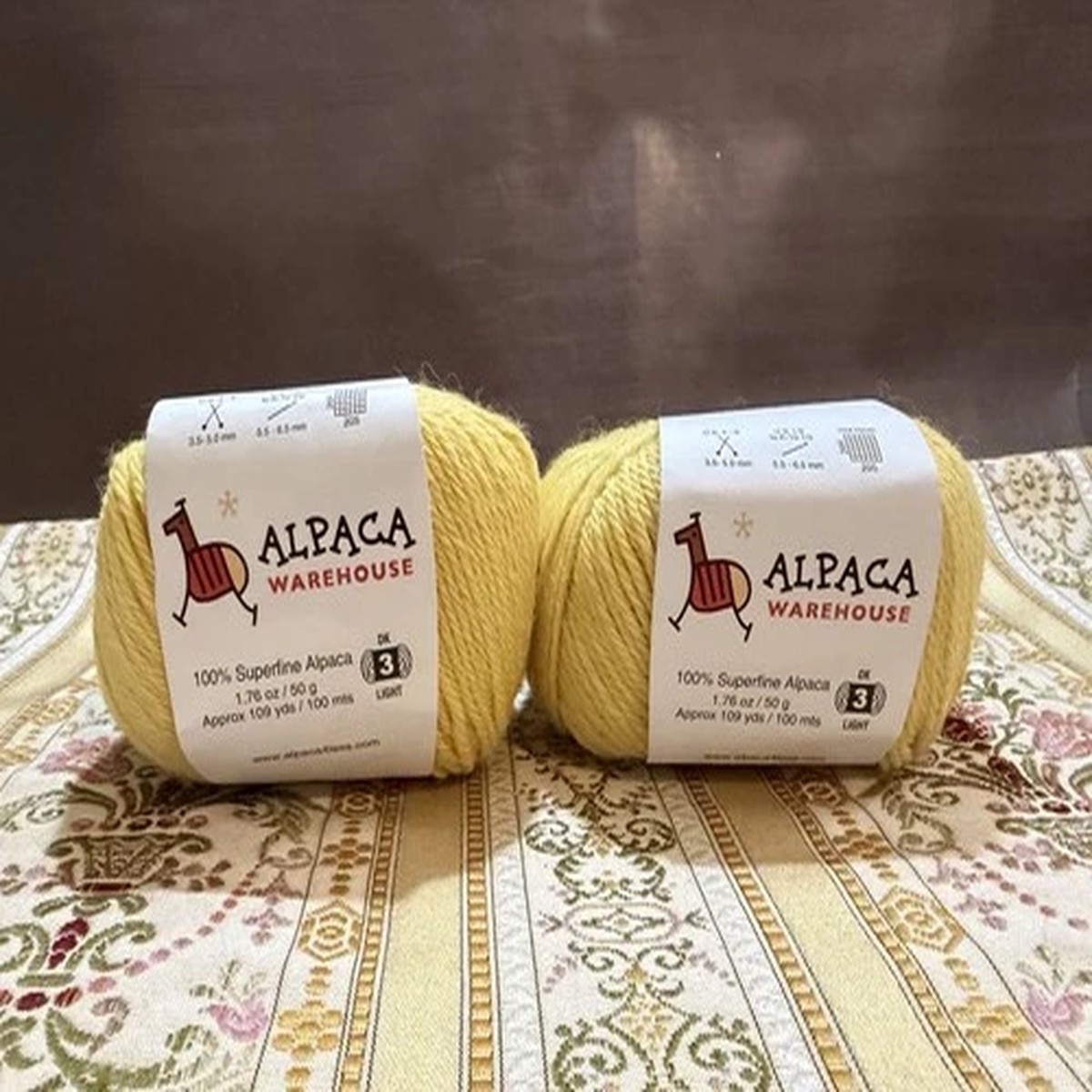 alpaca-warehouse-100-superfine-alpaca-wool-yarn-yellow-lot-of-2-same-lot