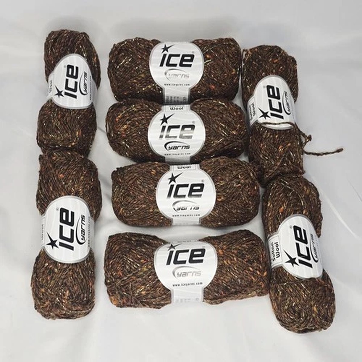 lot-of-8-ice-yarns-sultan-wool-gold-tweed-mustard-greens-1137-yards-total