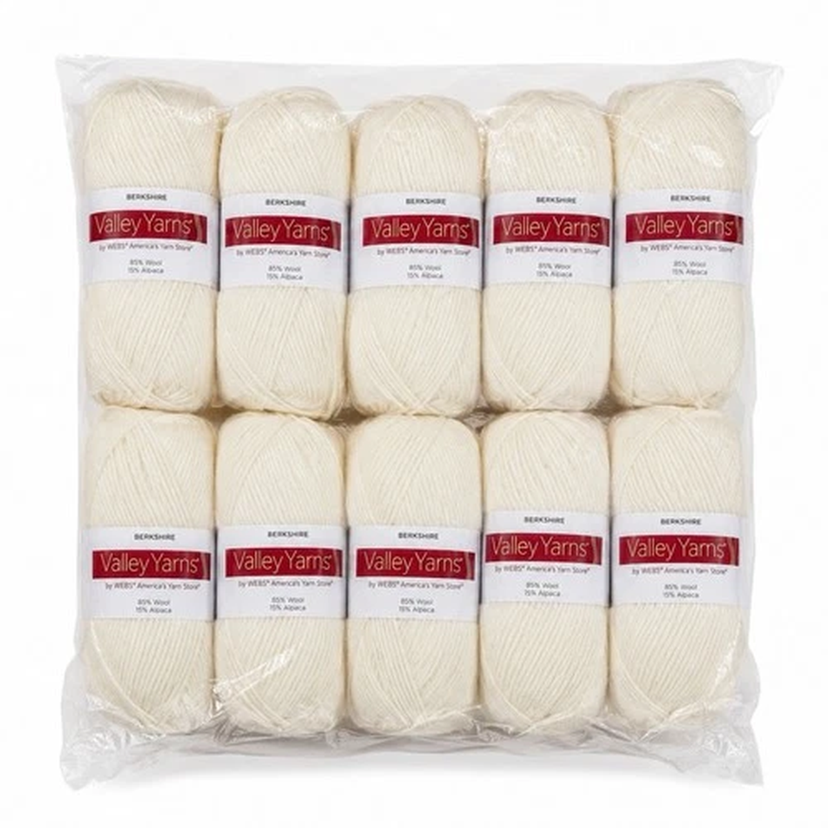 valley-yarns-berkshire-yarn-lot-of-10-skeins-ivory-85-wool-15-alpaca-new