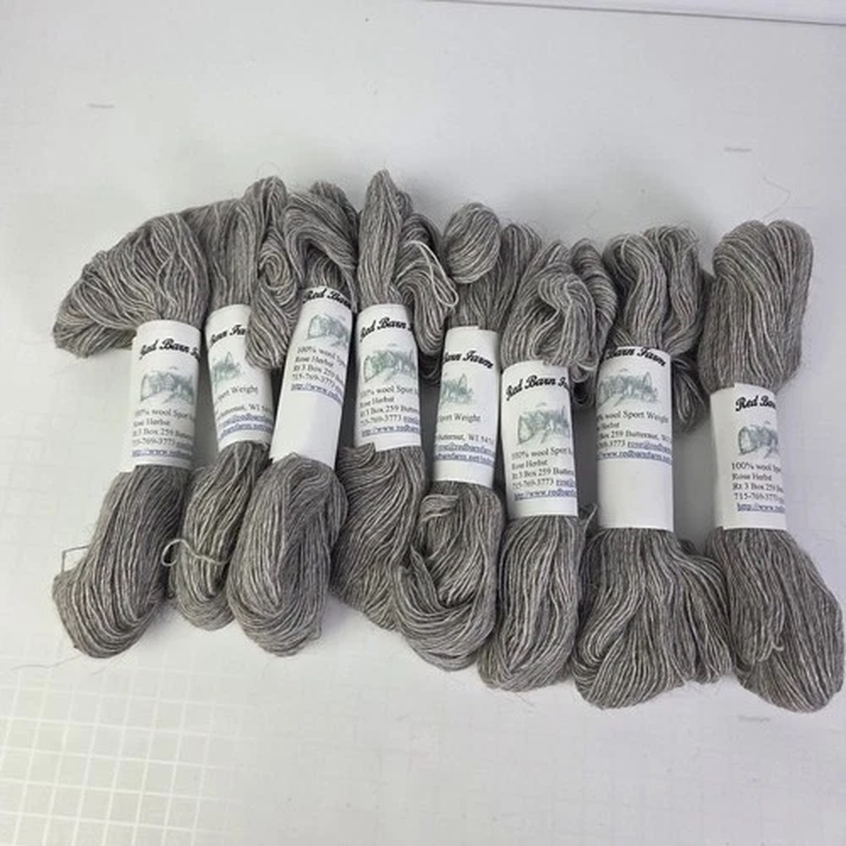 7-skeins-red-barn-farm-100-wool-yarn-thread-each-gray