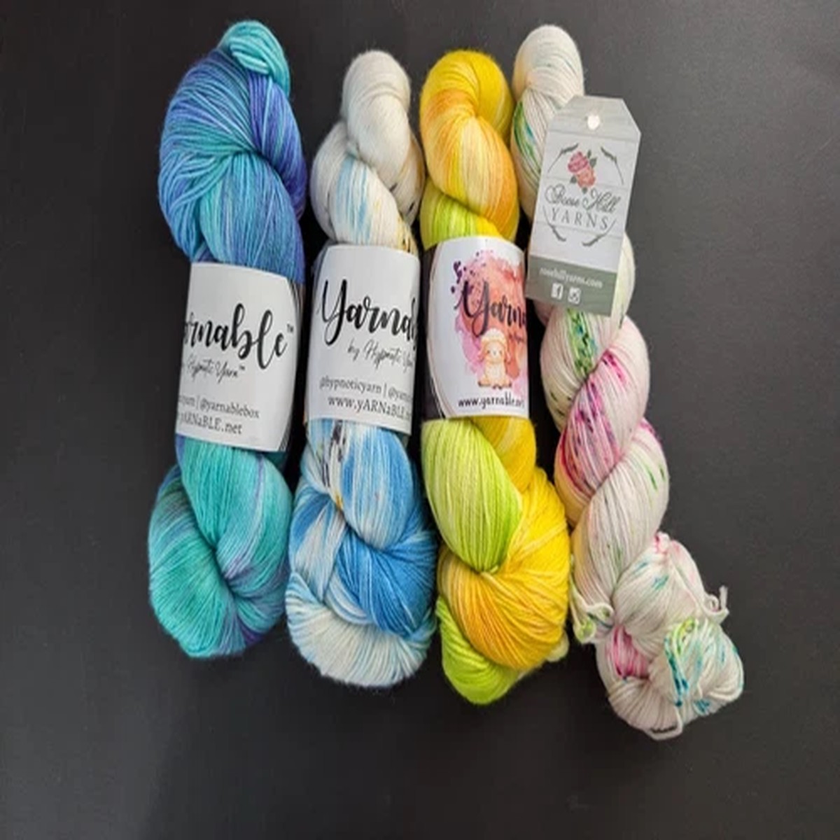 destash-hand-dyed-yarn-lot-of-4-skeins-yarnable-rose-hill-yarns