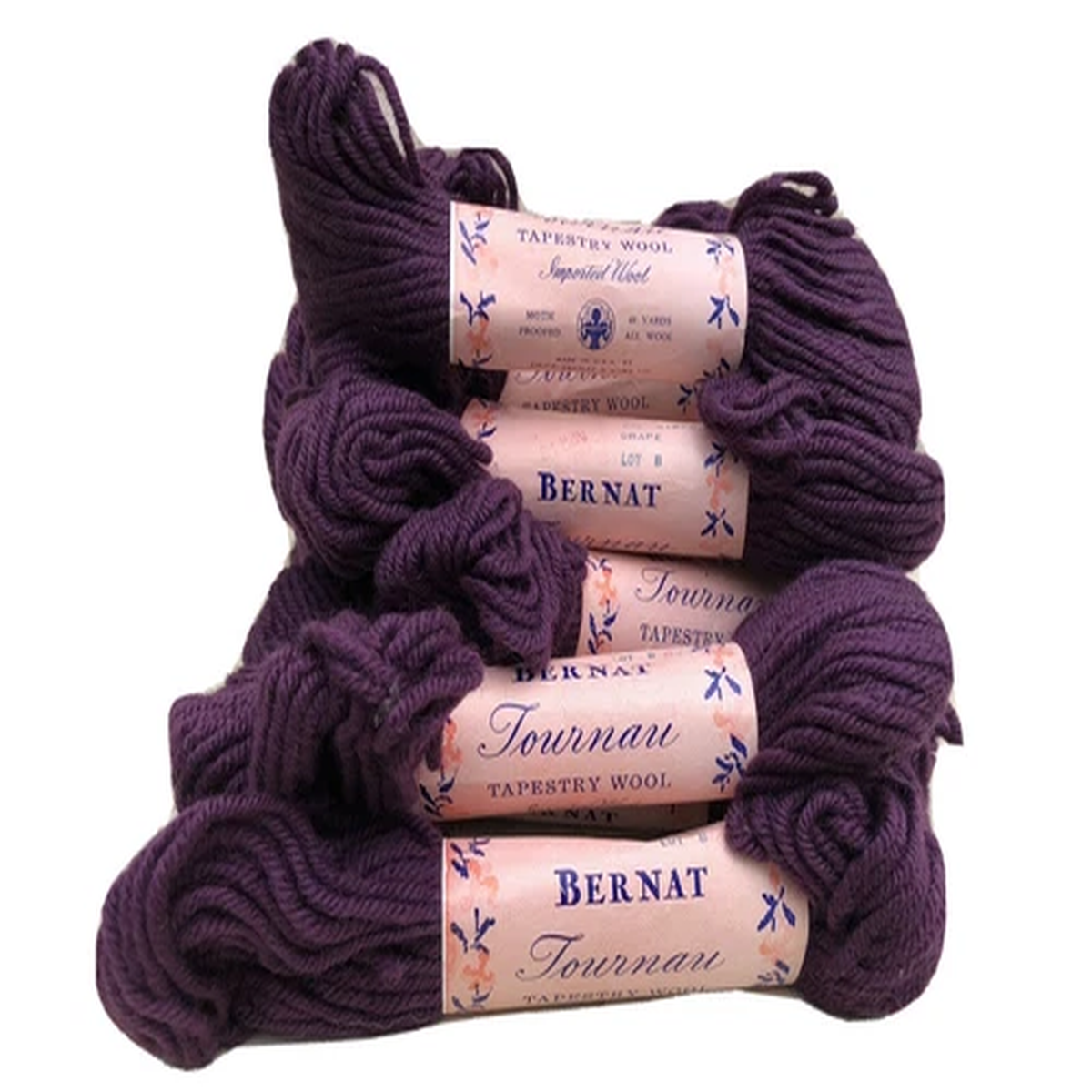 lot-16-skeins-bernat-tournau-purple-grape-9127n-tapestry-wool-yarn-40-yds-usa