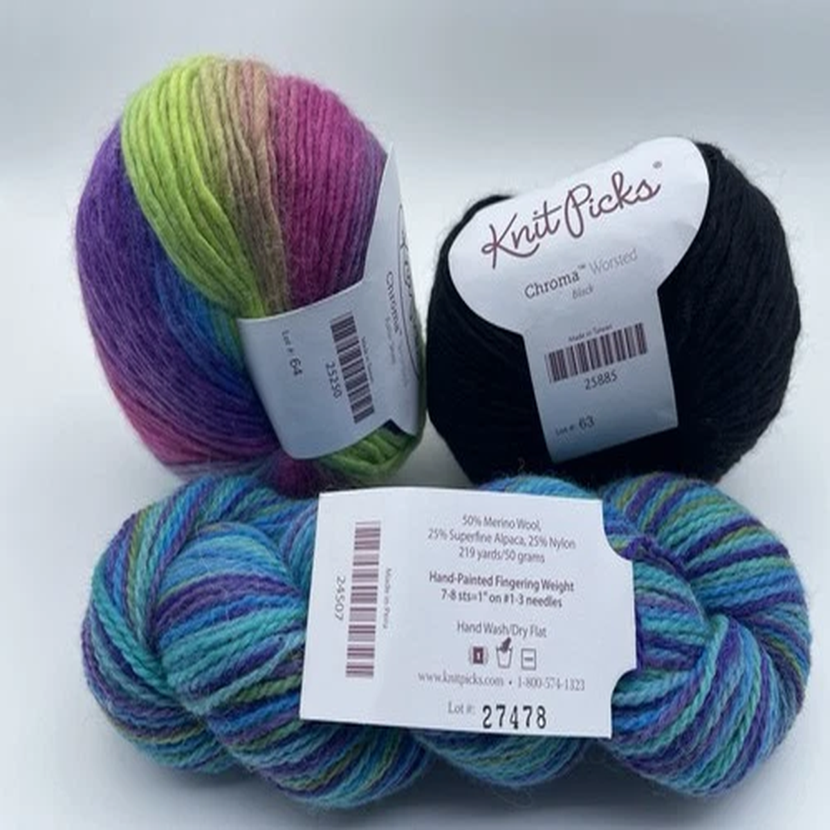 knit-picks-chroma-worsted-yarn-lot-of-3-roller-skate-black-mermaid-lagoon-50g