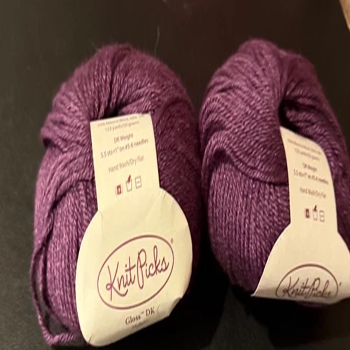 new-2-balls-knit-picks-gloss-dk-wool-silk-yarn-mulberry-123-grams-each