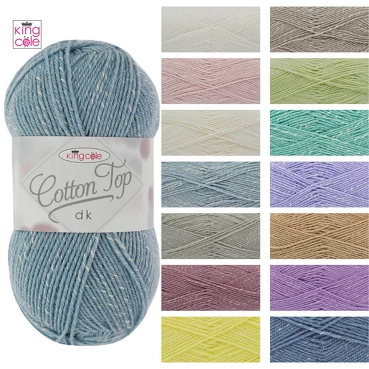 king-cole-cotton-top-dk-double-knit-wool-knitting-yarn-100g-ball-all-colours