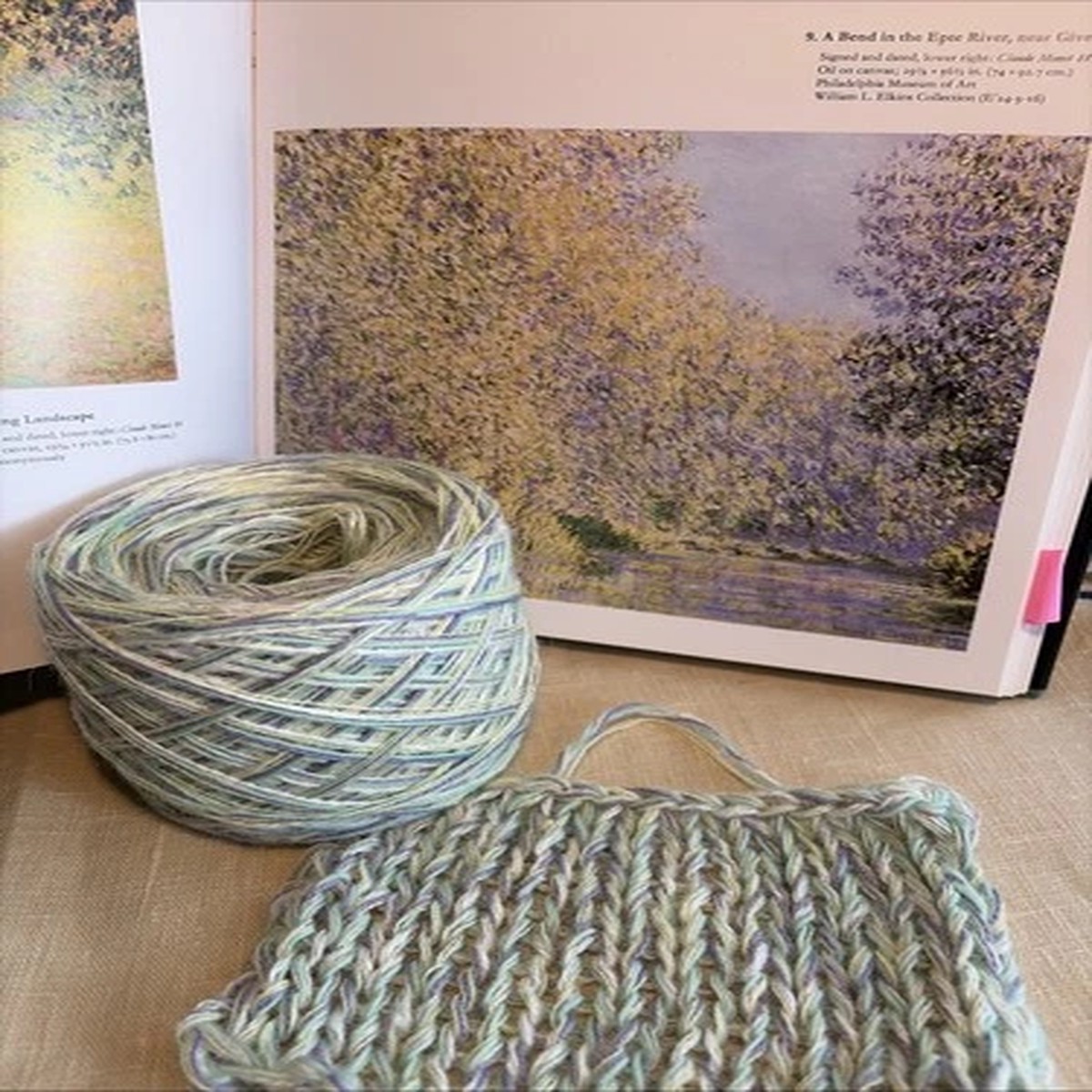 custom-yarn-lavender-and-yellow-mix-50-wool-3-5-oz-100g-monet-art