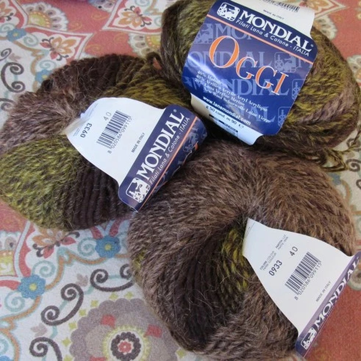 3-skein-lot-mondial-oggi-yarn-acrylic-wool-mohair-50g-99yd-brown-olive-bulky