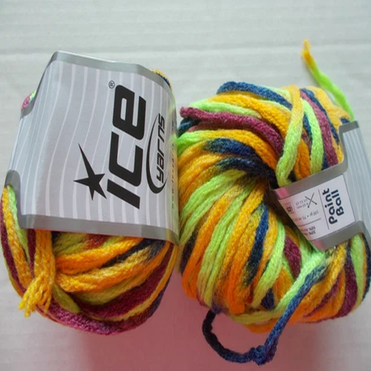 ice-yarns-paint-ball-bulky-wool-blend-yarn-multi-54412-lot-of-2-82-yds-ea