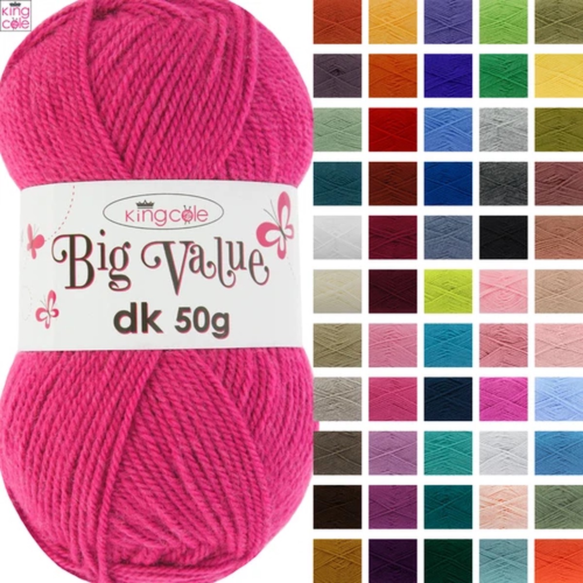 king-cole-big-value-dk-50g-multiple-colours-acrylic-yarn-knitting-crochet-wool