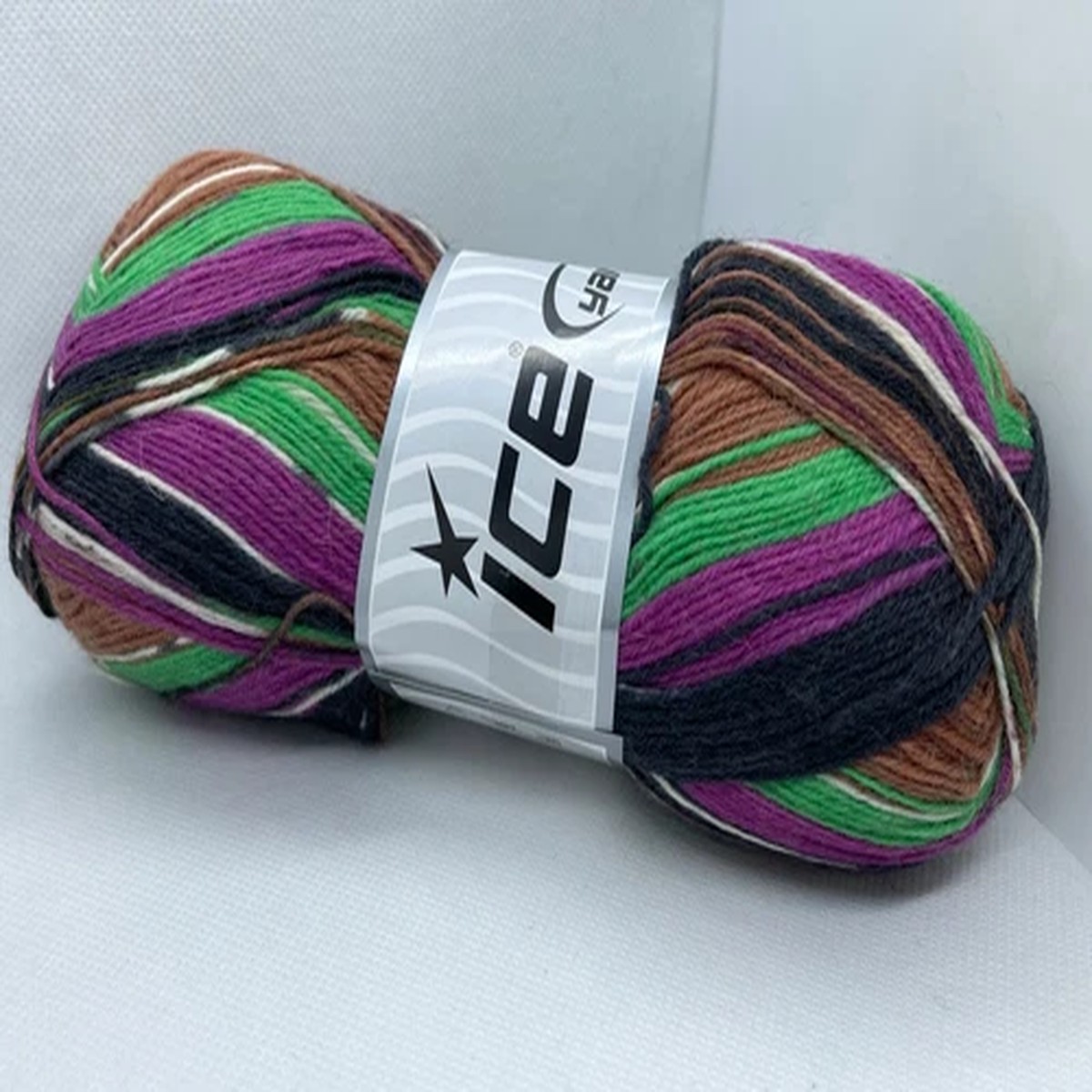 magenta-green-black-brown-74136-ice-colorway-sock-yarn-100g-superwash-wool-nylon