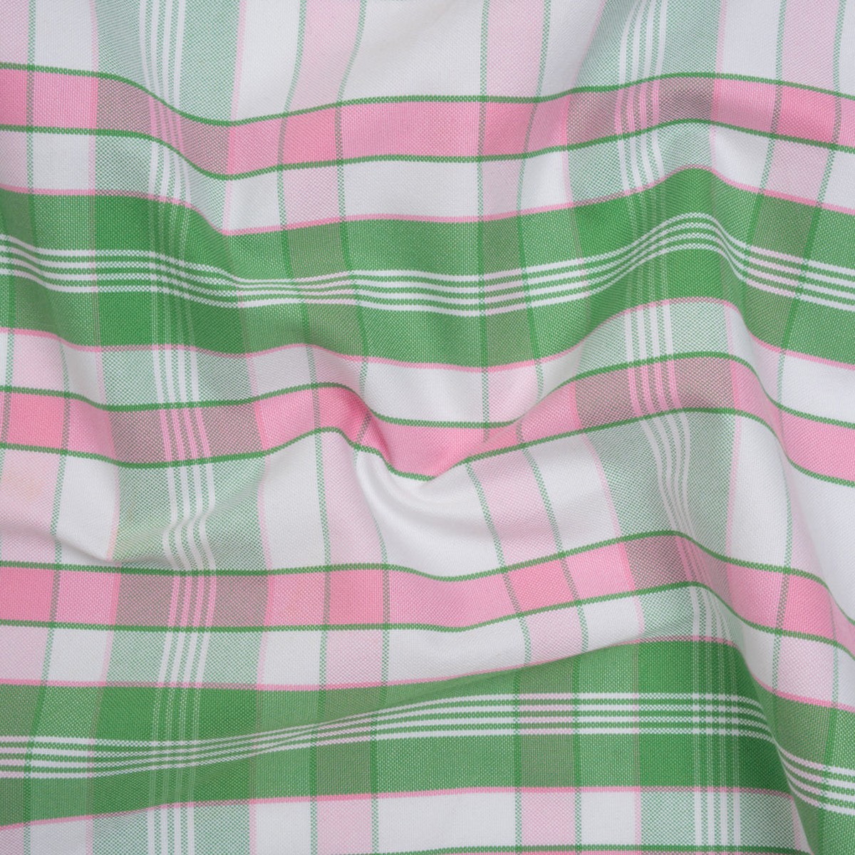 cotton-oxford-shirting-bubblegum-pink-kelly-green-and-white-plaid-deadstock