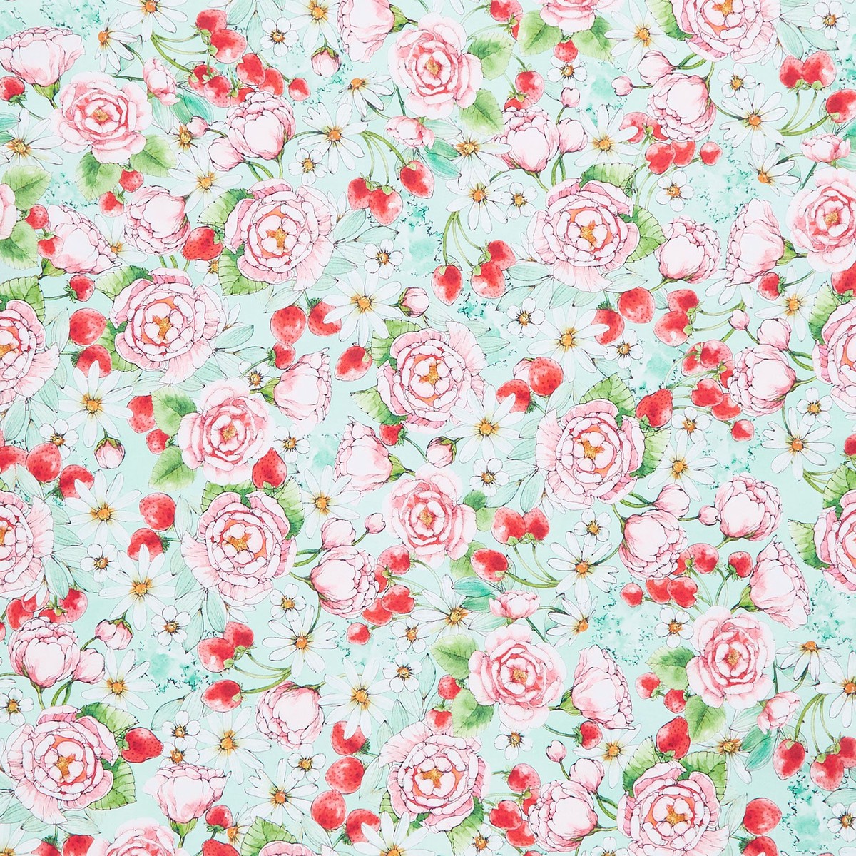 strawberry-season-floral-seafoam-yardage