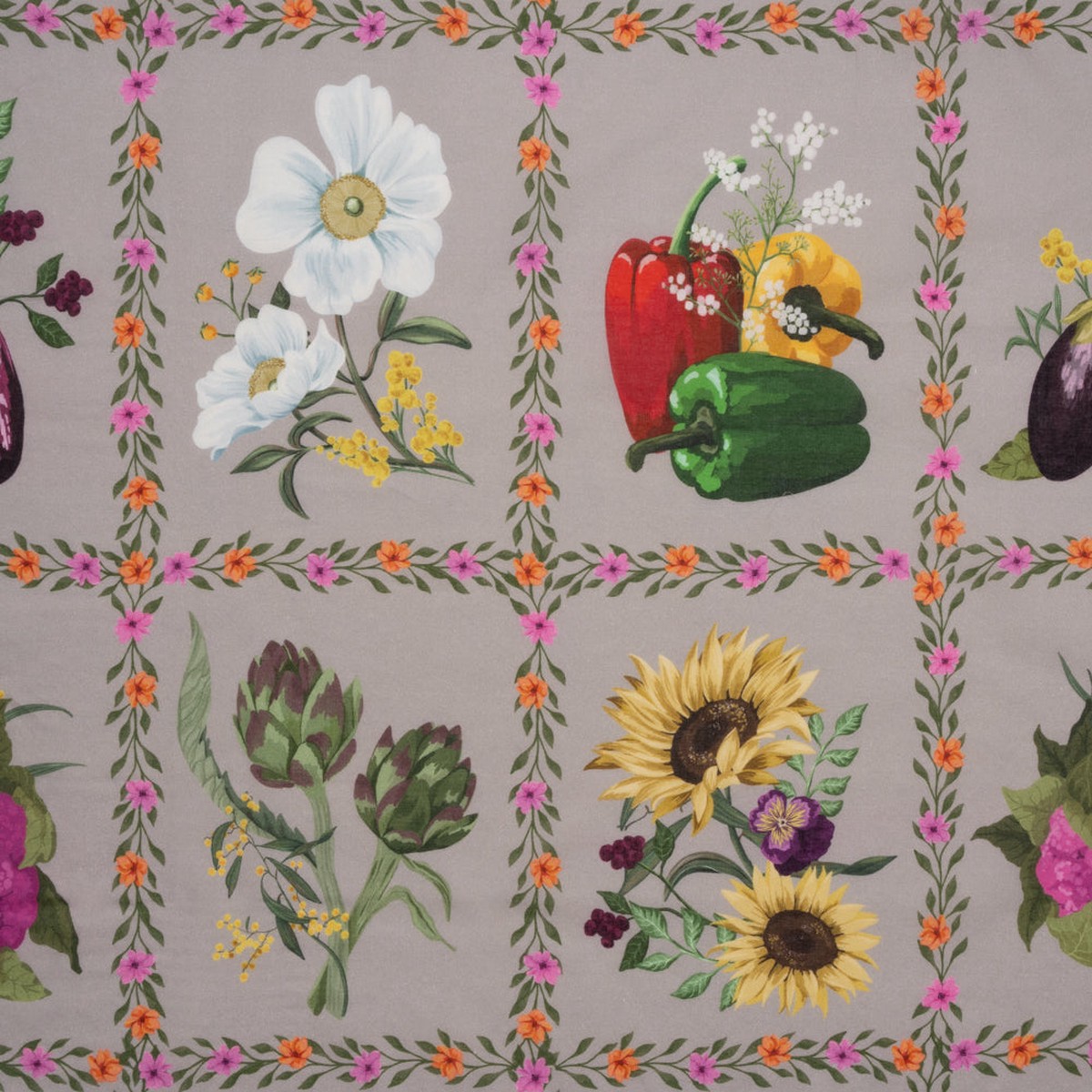 cotton-voile-print-beige-yellow-and-purple-floral-and-vegetable-grid-mood-exclusive-sunday-with-nonna