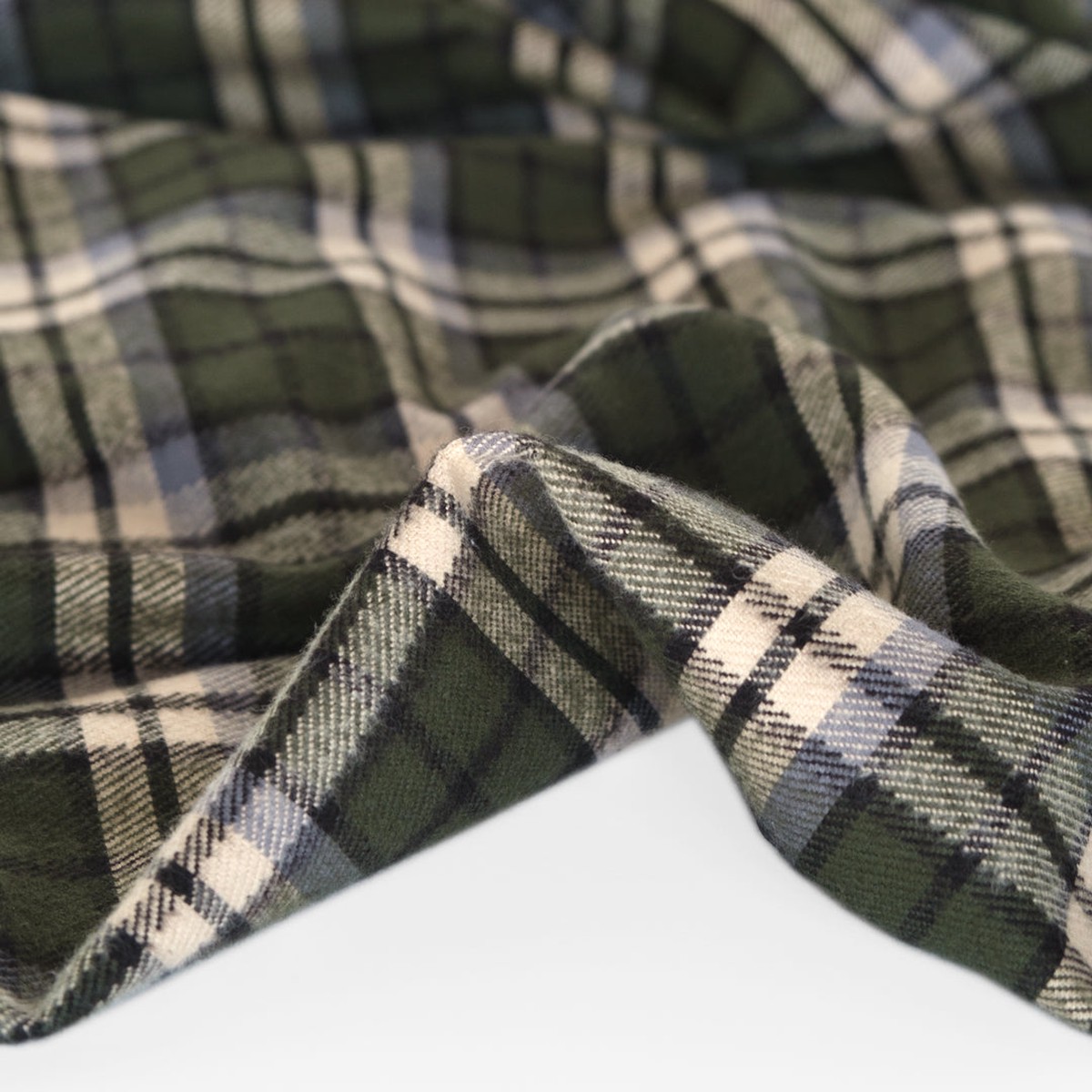 midweight-plaid-cotton-flannel-twill-green-ivory-grey