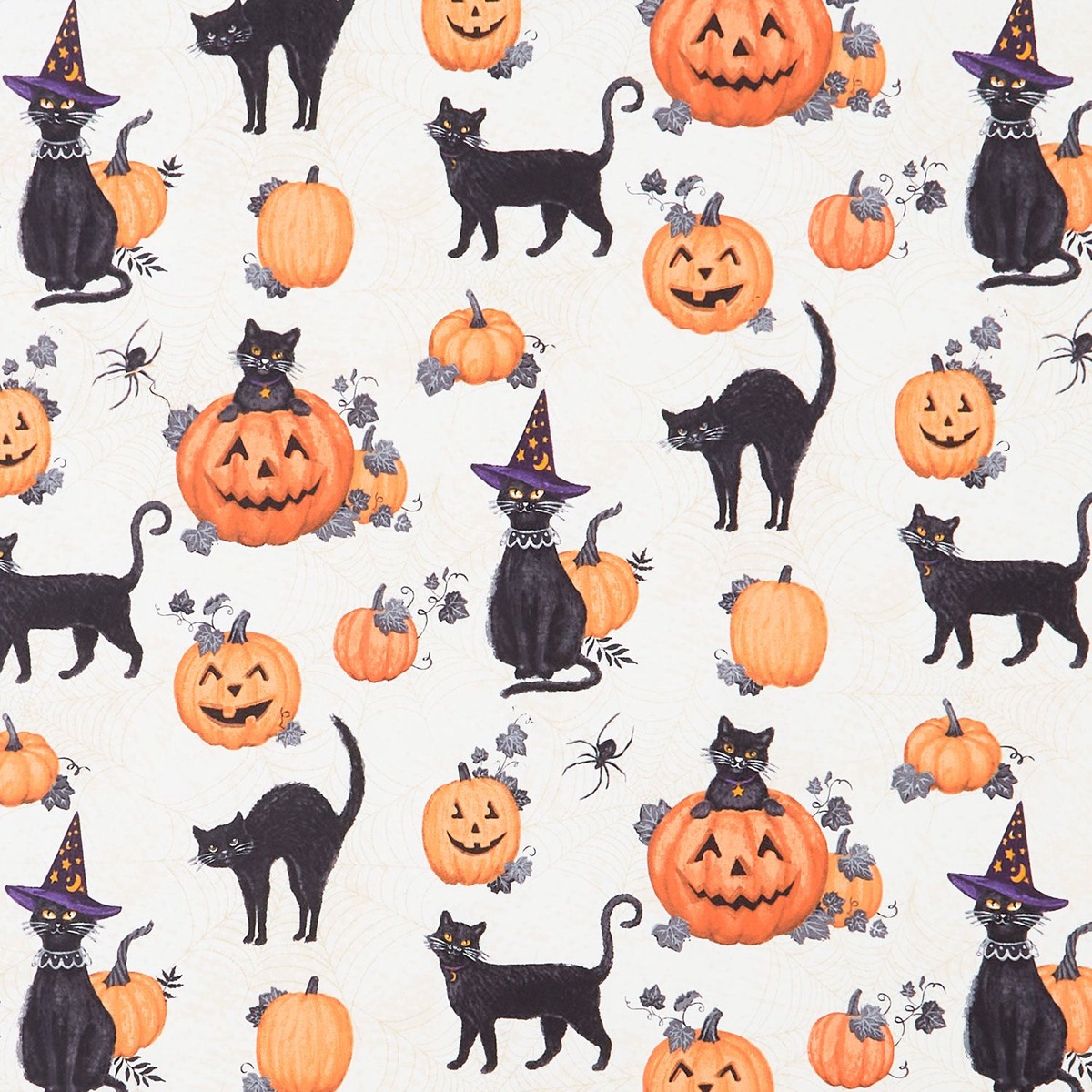 meow-gical-night-cats-and-pumpkins-cream-yardage