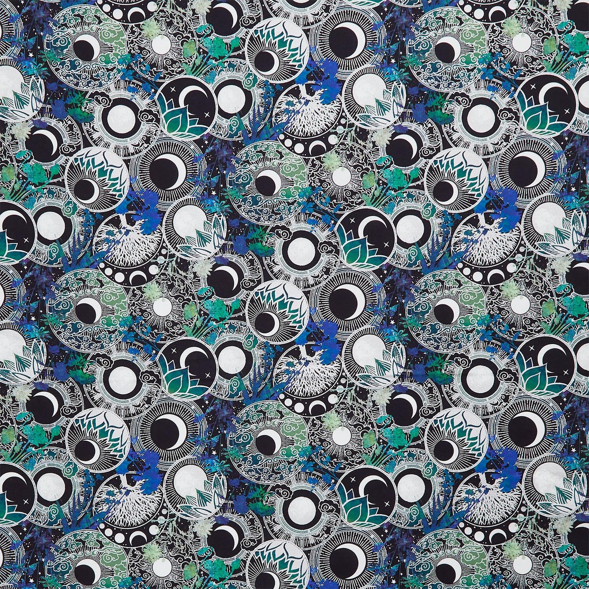 la-luna-moon-collage-blue-silver-yardage