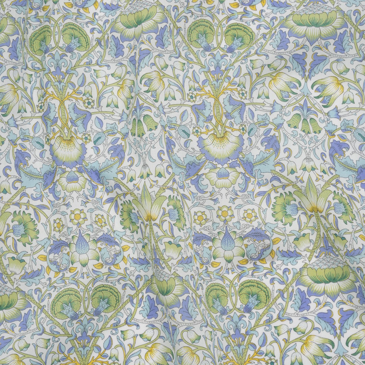 liberty-fabrics-tana-lawn-lodden-green-light-green-pastel-blue-and-golden-yellow-arts-and-crafts-floral