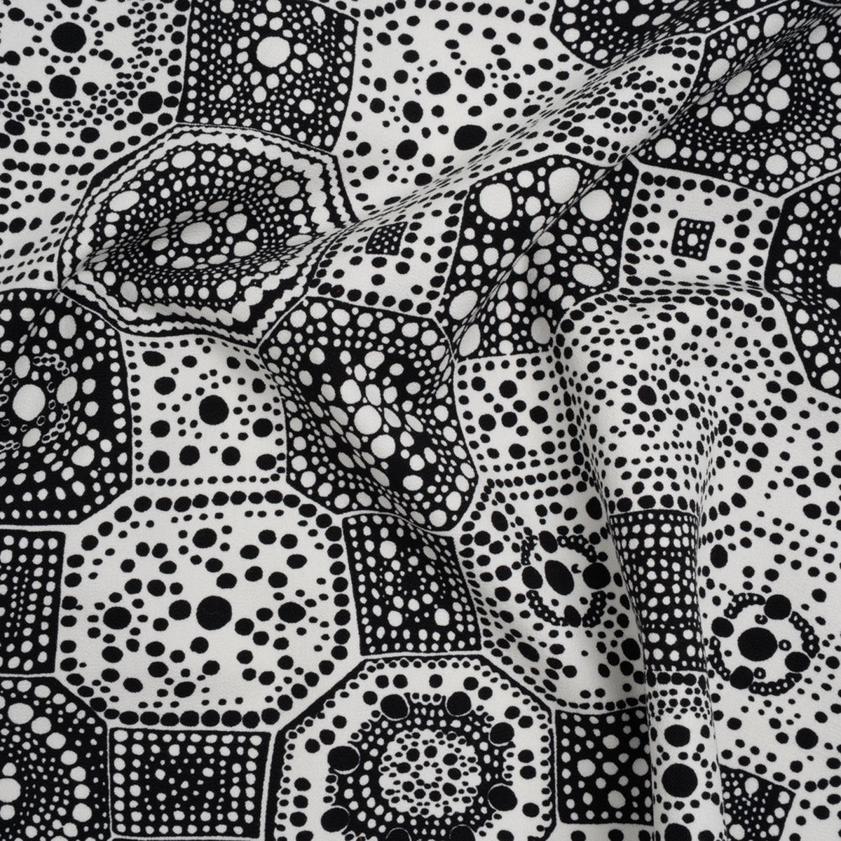 stretch-cotton-twill-print-by-trina-turk-black-and-white-spotted-tiles-designer-deadstock