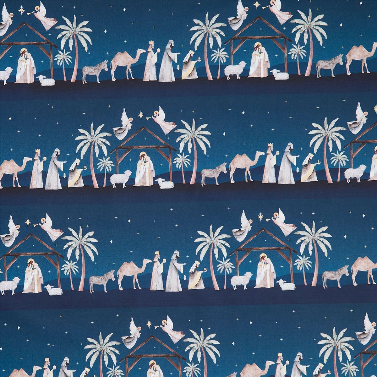 silent-night-border-stripe-navy-yardage