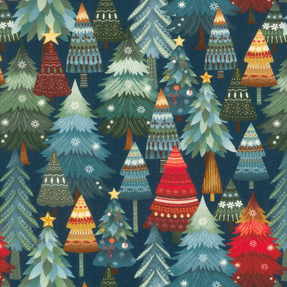 nordic-holiday-village-stacked-trees-dark-blue-yardage