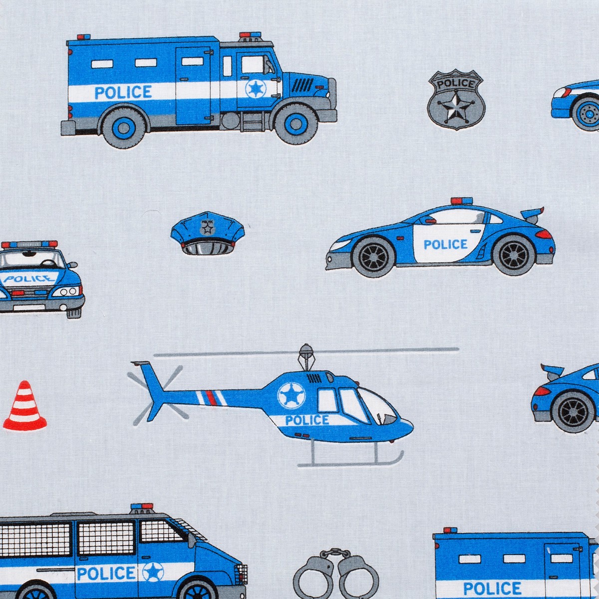printed-cotton-poplin-fabric-police-vehicles-on-grey-background-160-gsm
