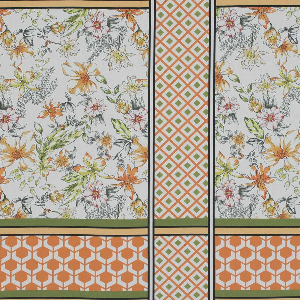 cotton-poplin-green-and-orange-floral-squares-and-geometrics-italian-wedding-print-mood-exclusive-avenable-collection
