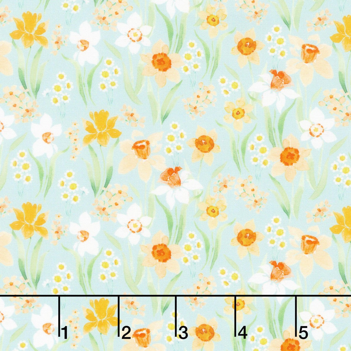 spring-cheer-daffodils-light-teal-yardage