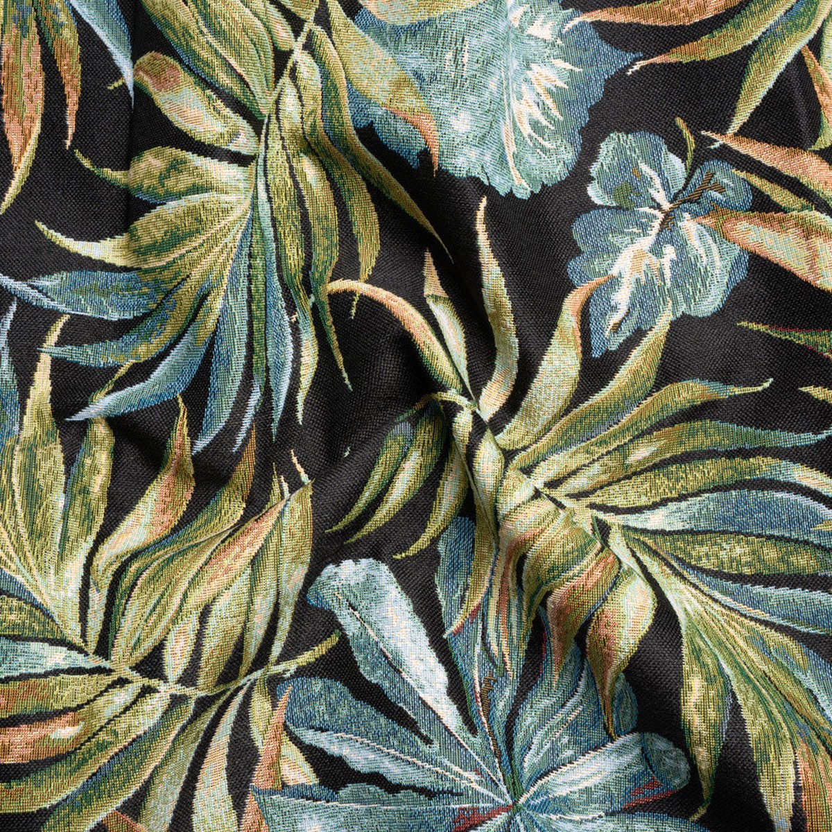 black-and-green-tropical-leaves-polyester-and-cotton-jacquard