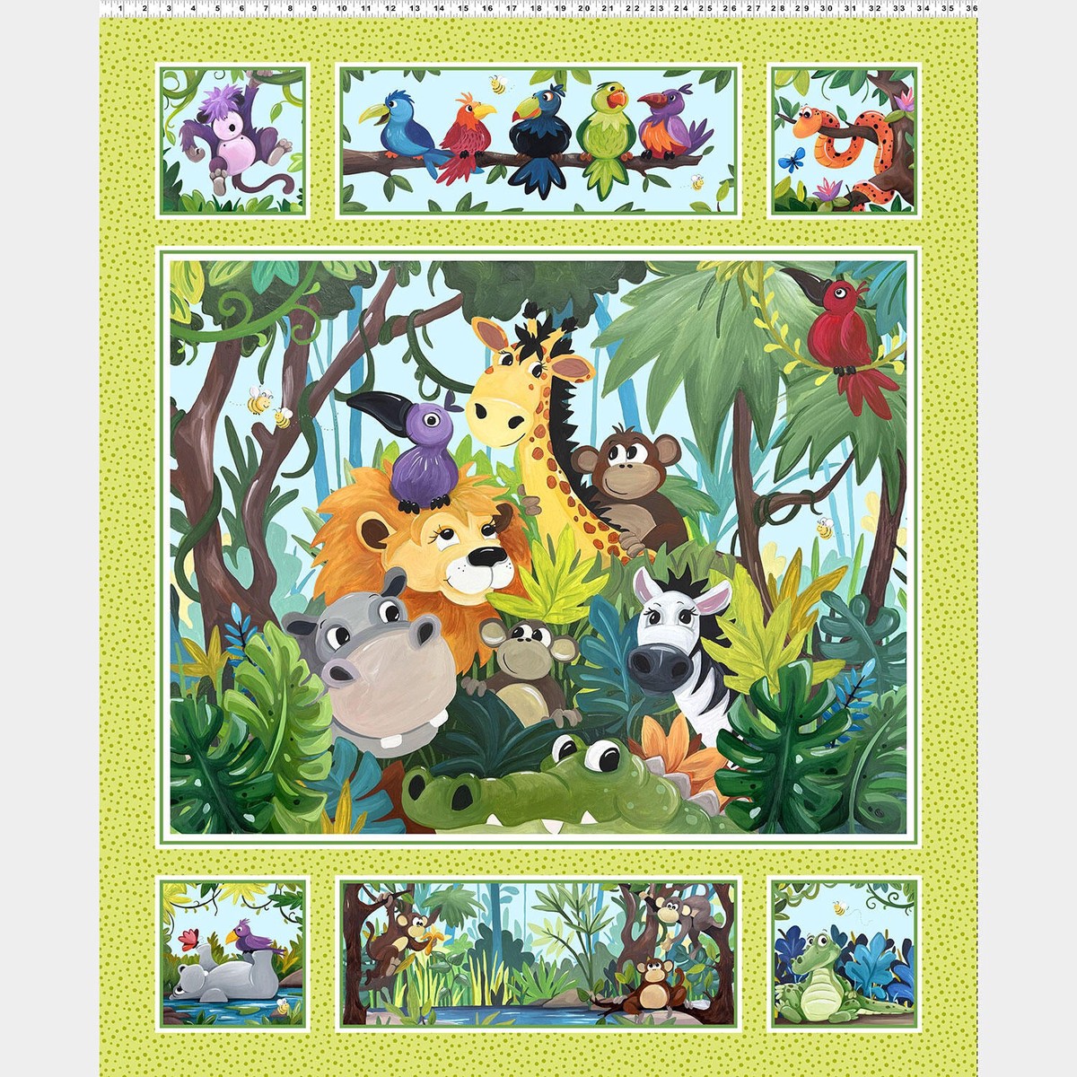 jungle-friends-animals-quilt-lime-panel