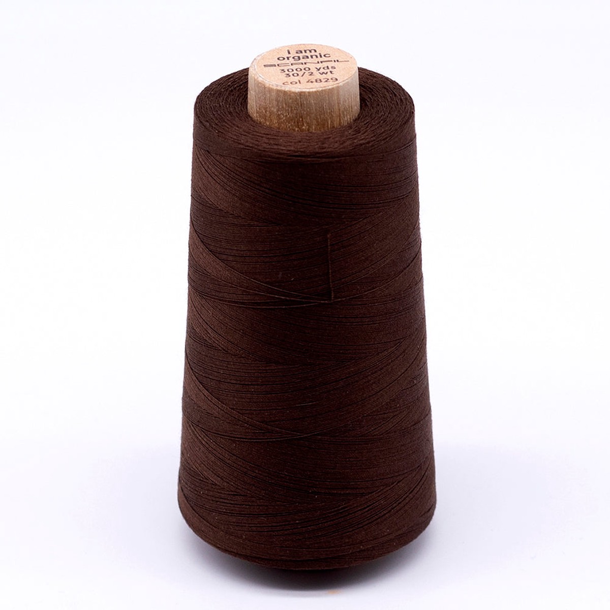 scanfil-30wt-organic-pima-cotton-thread-3000-yd-cone-4829-cocoa-brown