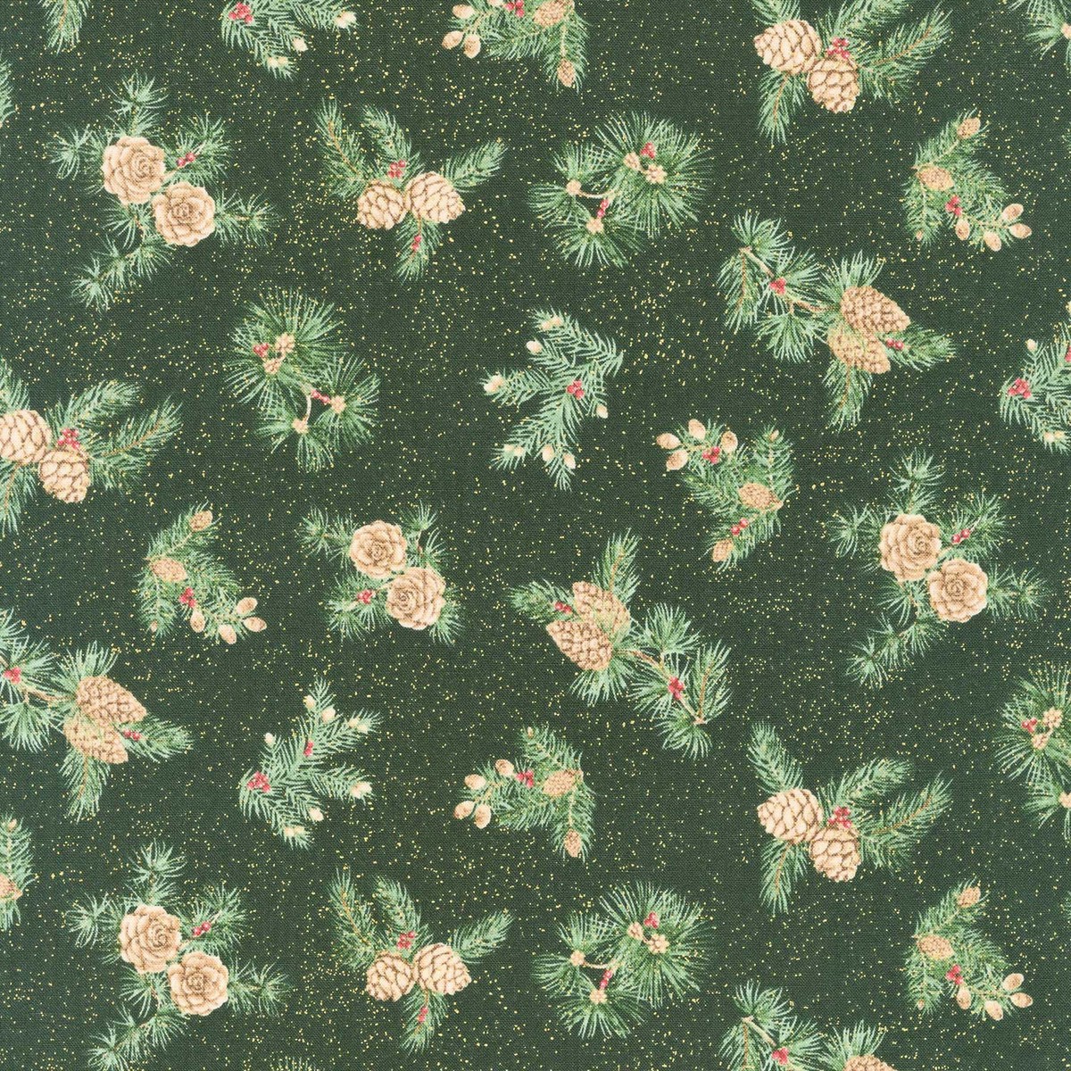 winter-in-the-pines-pine-cones-dark-pine-metallic-yardage