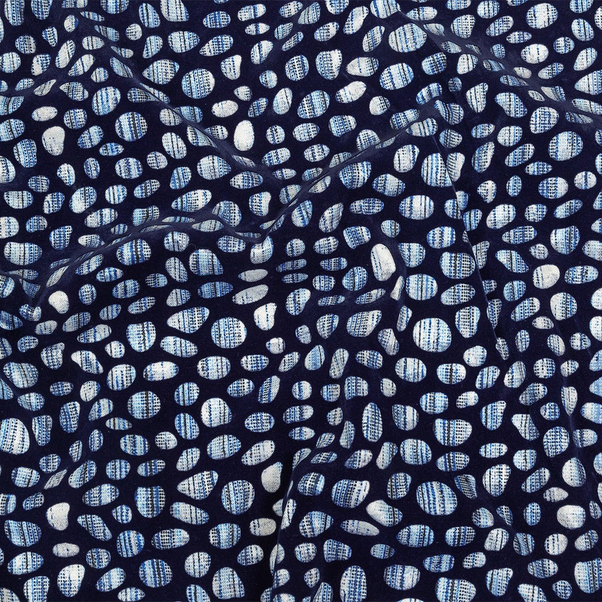 navy-flocked-bubbles-on-blue-and-white-distressed-stripes-printed-stretch-cotton-twill
