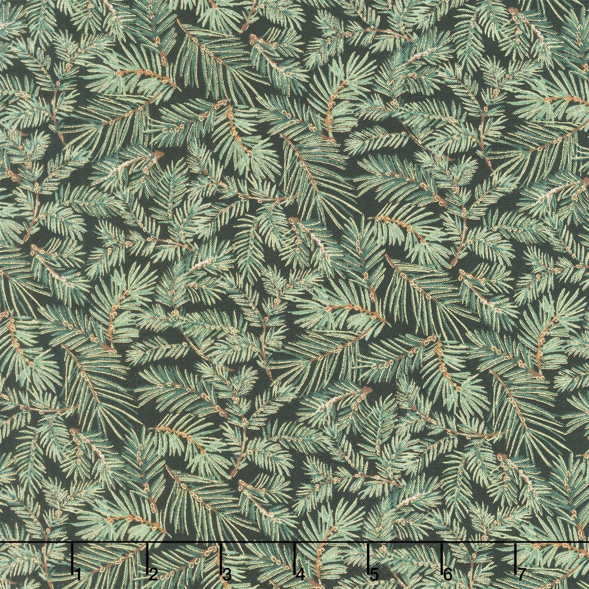 merry-christmas-packed-pine-needles-green-metallic-yardage