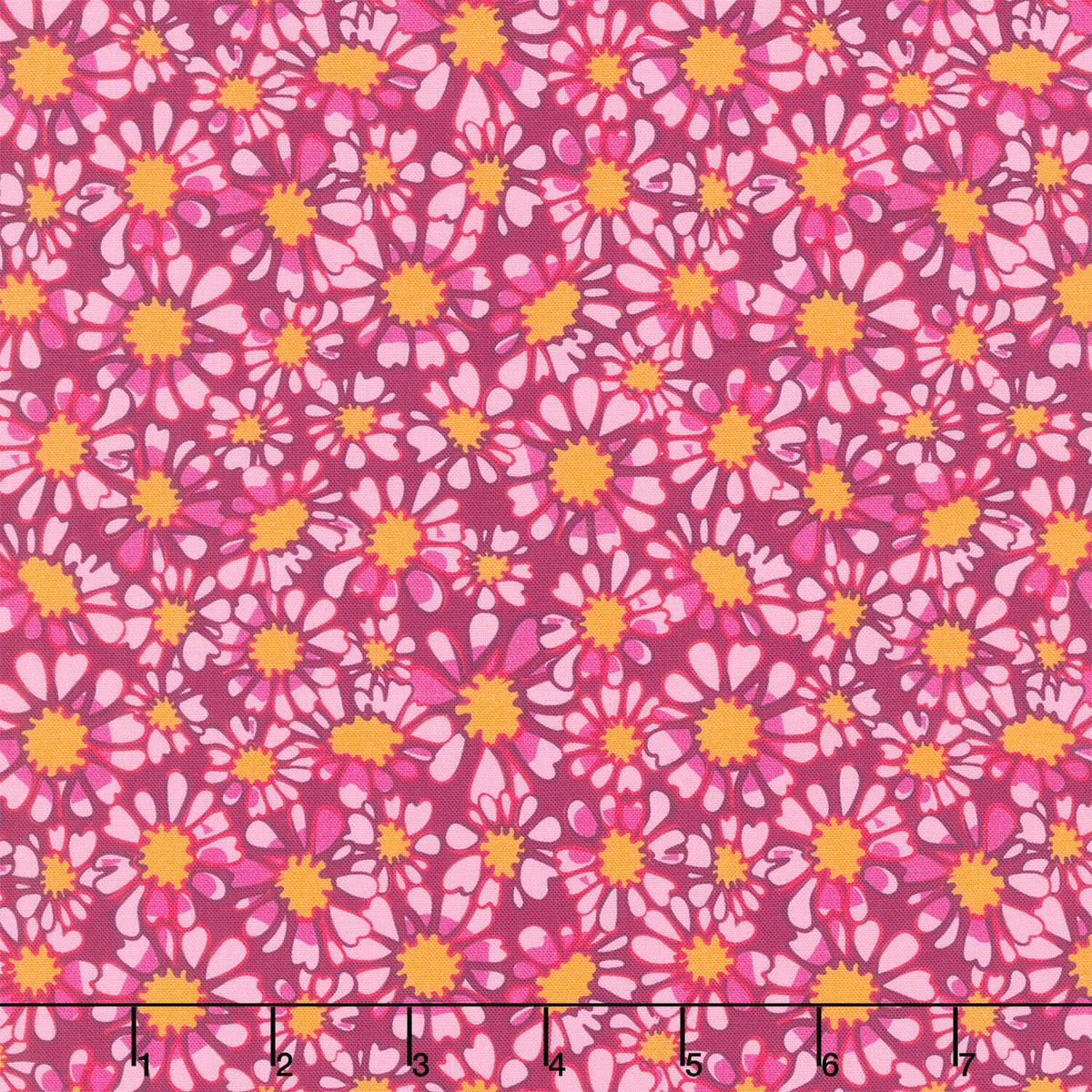 sunflower-sonata-small-daisies-pink-yardage