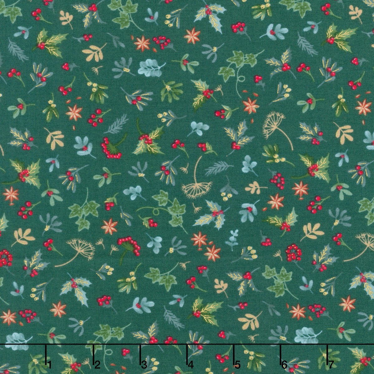 good-tidings-sprig-green-metallic-yardage