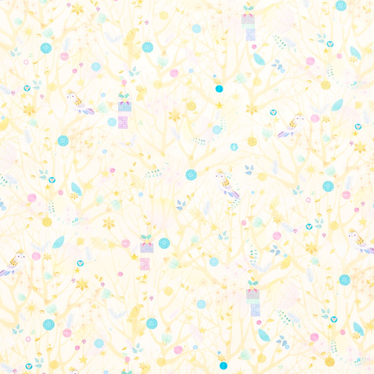 holy-night-trees-cream-metallic-yardage